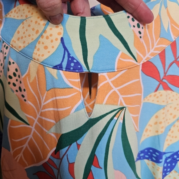 Talbots Plus Size Petite Jersey Knit Vacation Resortwear Maxi Dress Leaf Print - Picture 6 of 8